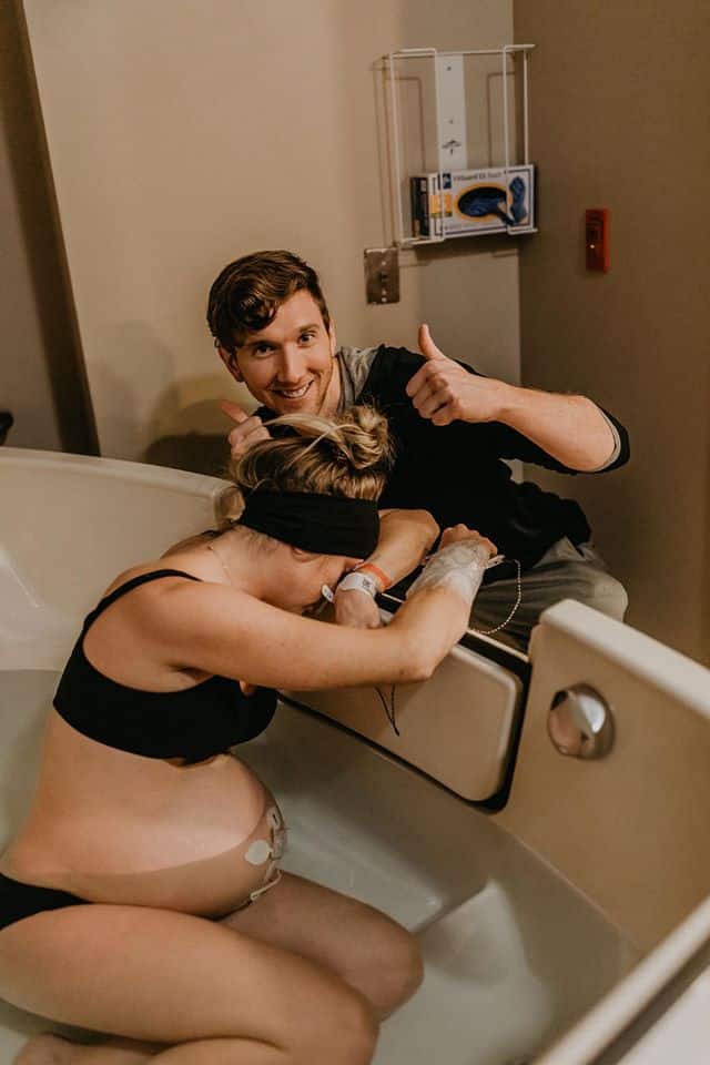 Hypnobabies mom during childbirth