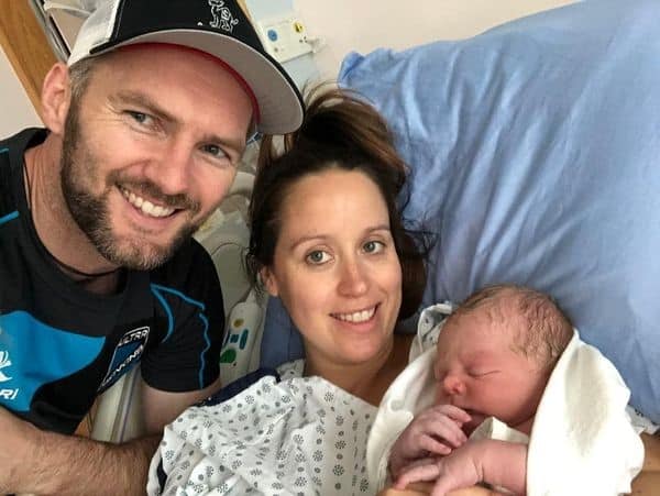 Hypno-mom, birth partner and newborn baby