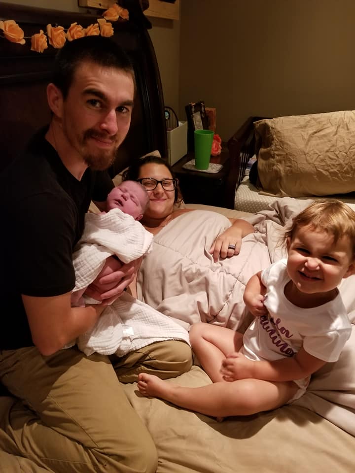 Hypno-mom Angelina with her husband, newborn and toddler.