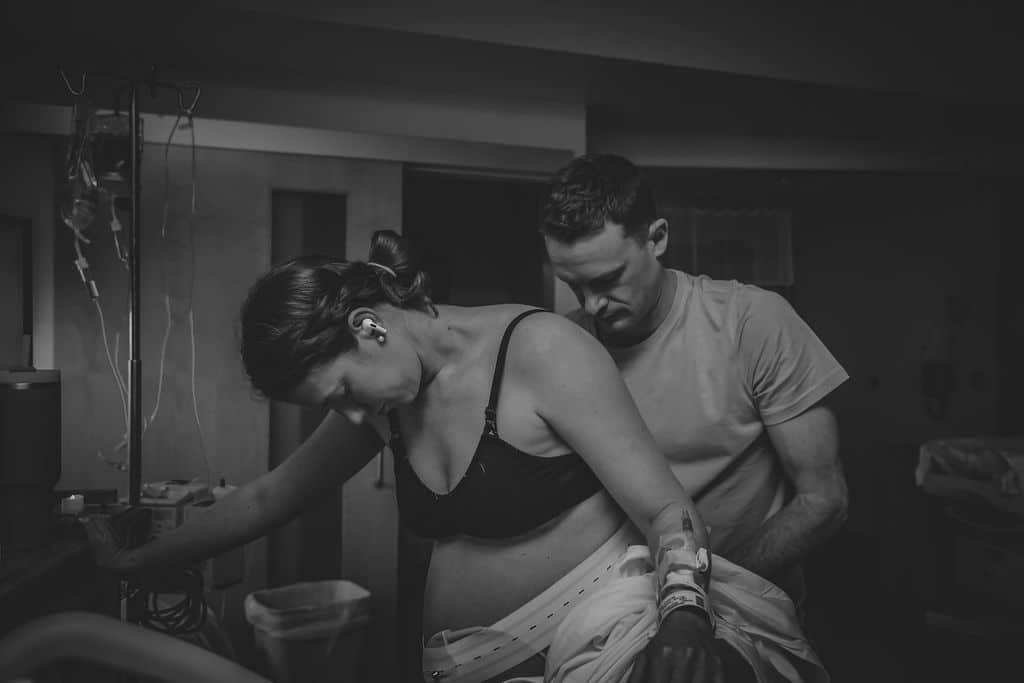 Hypnobabies mom and birth partner during Hypnobabies Hospital Birth