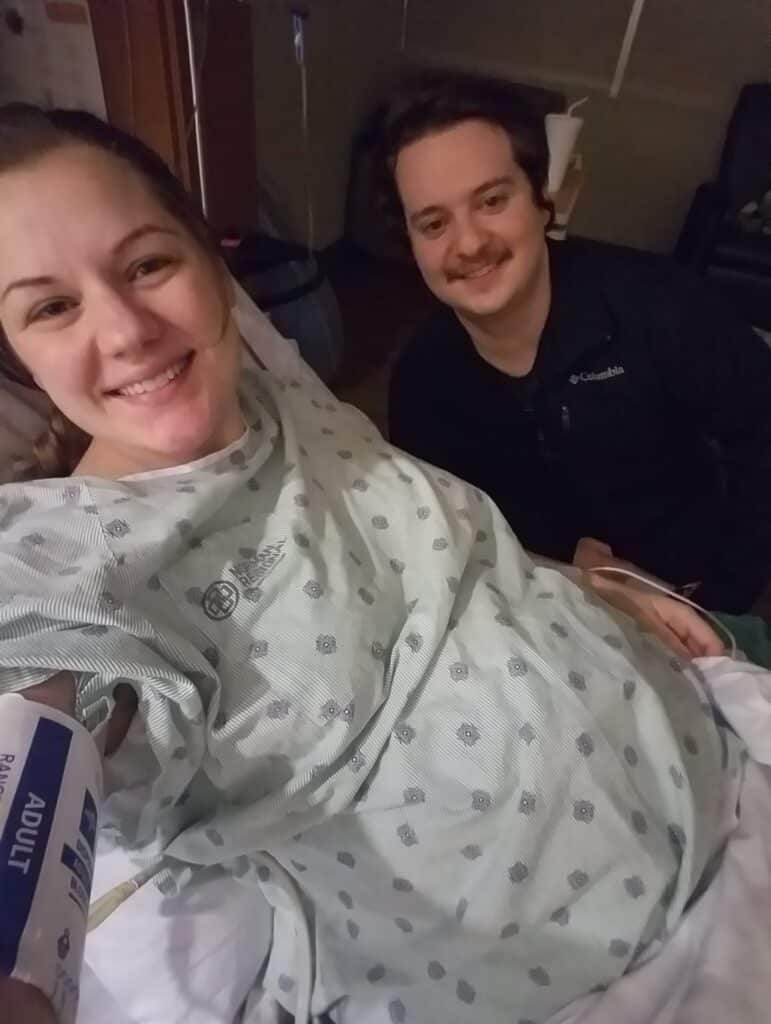 Hypnobabies couple at 8 CM