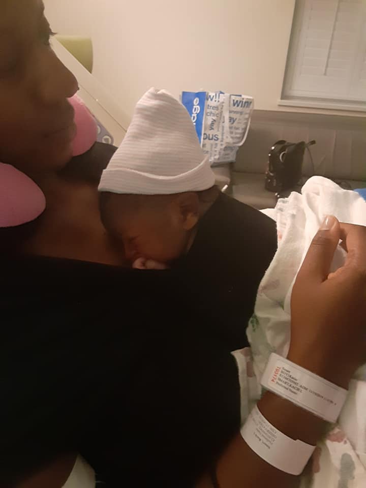 Hypno-mom and newborn skin to skin