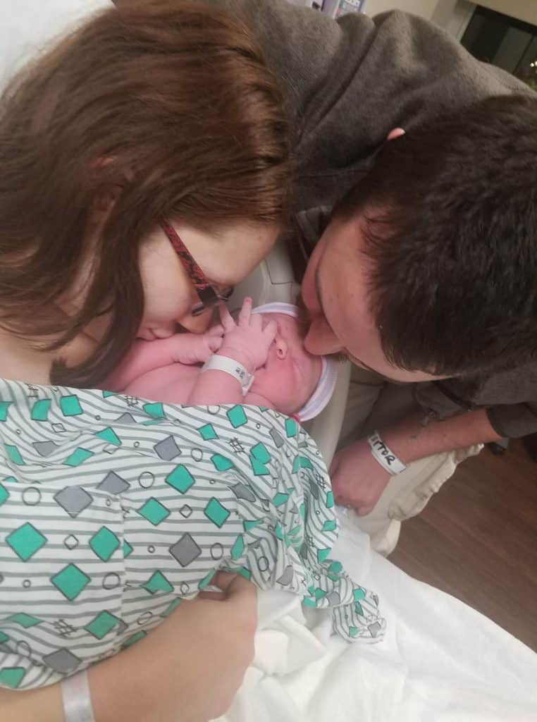 Hypno-mom with newborn and partner