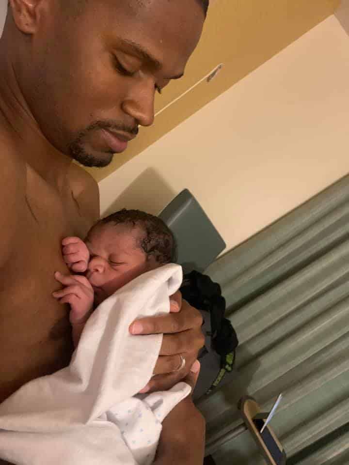 Birth Parter Brion and newborn baby skin to skin