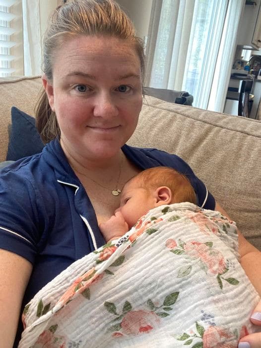 Hypno-mom and baby after easier than expected Hypnobabies birth