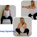 pregnant woman practicing squatting