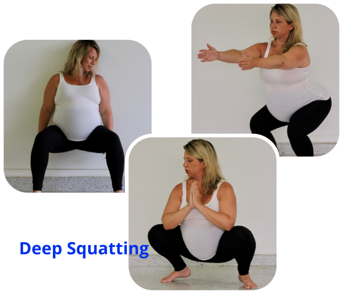 pregnant woman practicing squatting